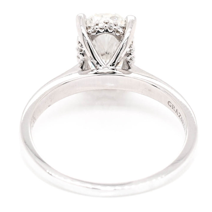 10KT White Gold 2.11CTW Oval shape LAB Created Hidden Halo Engagement Ring.