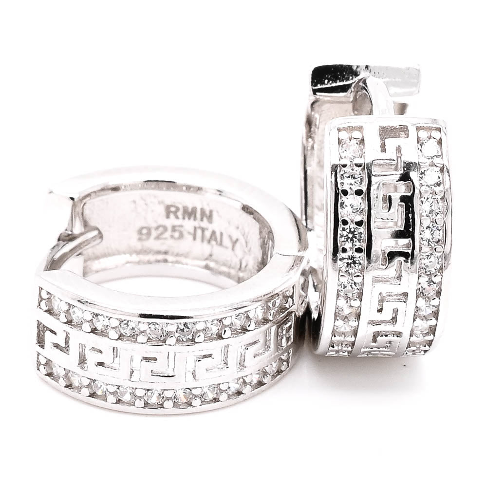 Sterling Silver 13mm C.Z Huggie Earrings.