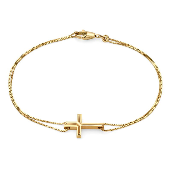 Gucci 18KT Yellow Gold 7"  Link to Love Cross Bracelet.