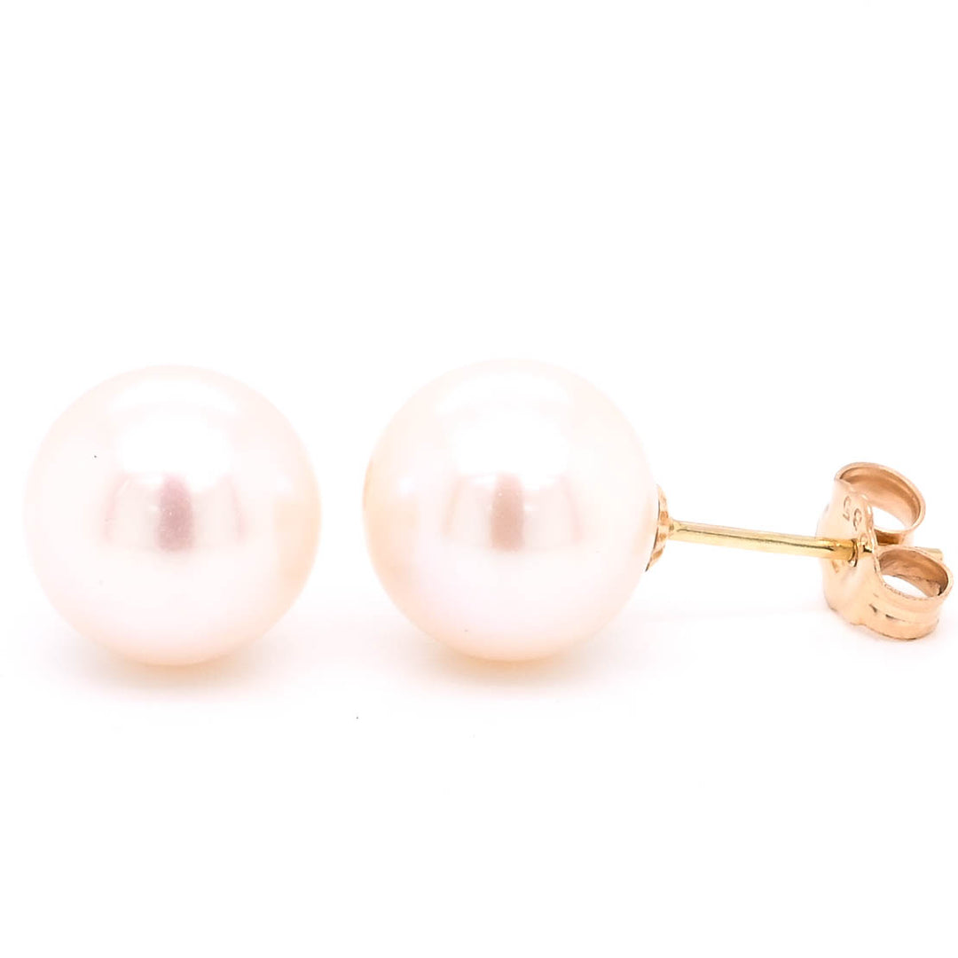14KT Yellow Gold 9.5-10mm Freshwater Pearl Stud Earrings.