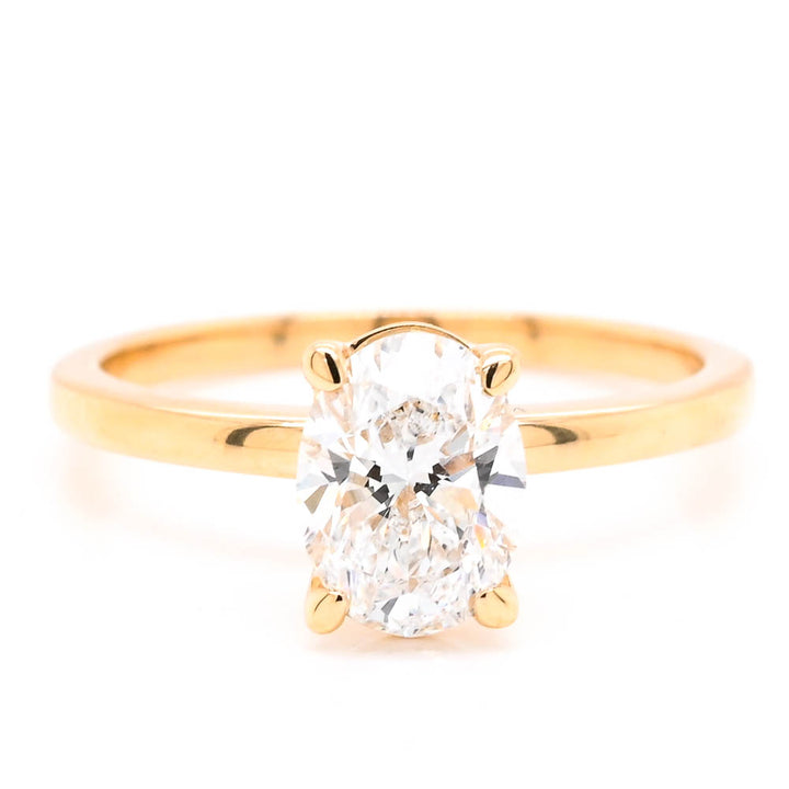 14KT Yellow Gold 1.00CT Oval Shape LAB Created Diamond Engagement Ring