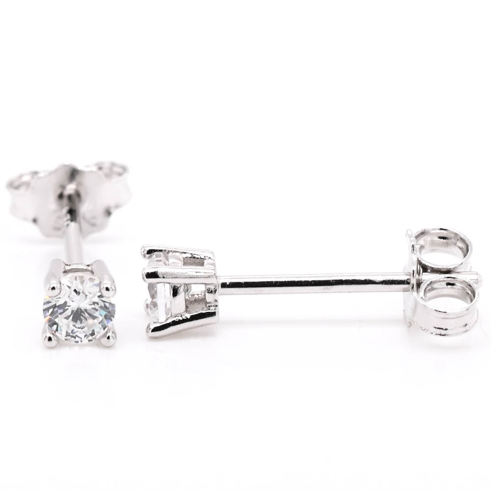 Graziella Sterling Silver 3mm Round C.Z Stud Earrings.