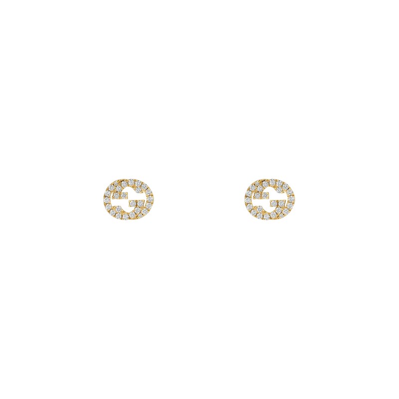 Gucci 18KT Yellow Gold 0.34CTW Diamond Inerterlocking Stud Earrings.