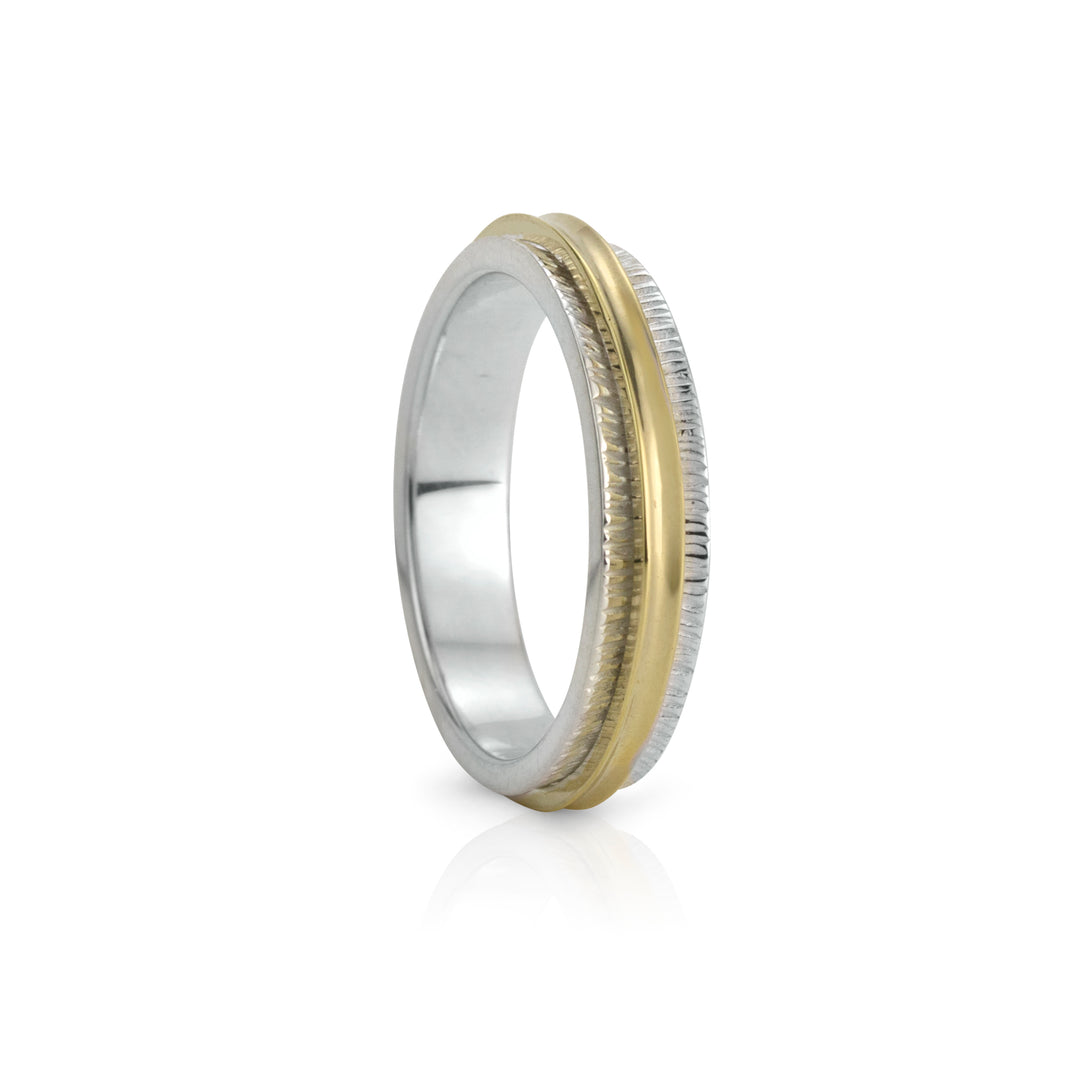 Trust Meditation Ring. Sterling Silver and 9KT Yellow Gold. Size 9.