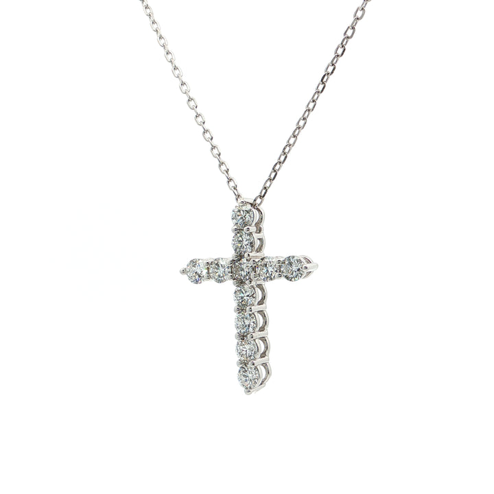 Sterling Silver 18" 1.00CTW LAB Created Diamond Cross Necklace.