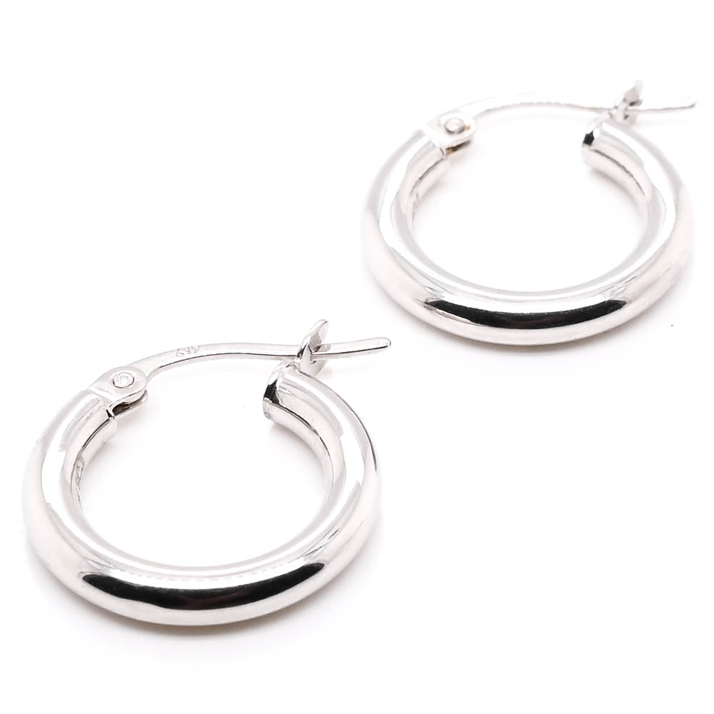 10KT White Gold Small Hoop Earrings.