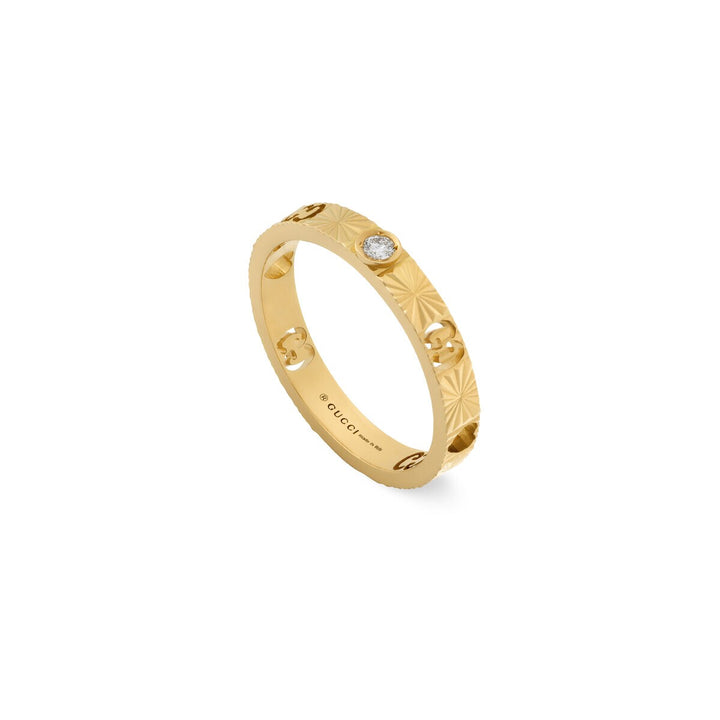 Gucci 18KT Yellow Gold 0.03CT VVS G-H Colour Diamond Iconic Heart Ring.