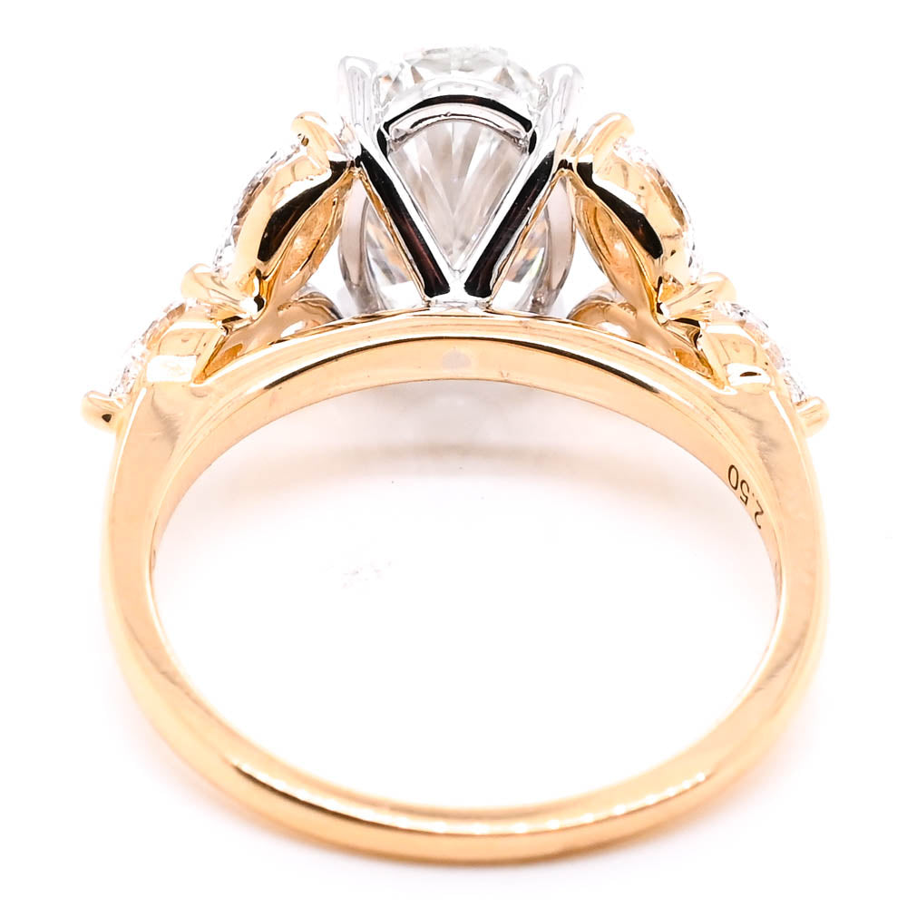 14KT Yellow Gold 3.40CTW Oval Shape Diamond Accented Engagement Ring.