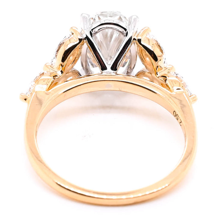 14KT Yellow Gold 3.40CTW Oval Shape Diamond Accented Engagement Ring.