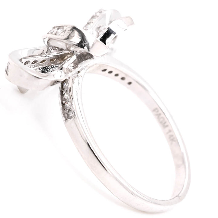 14KT White Gold 0.43CTW Diamond Bow Ring.