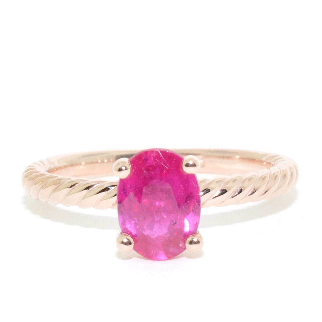 10KT Rose Gold Simulated Ruby Ring.