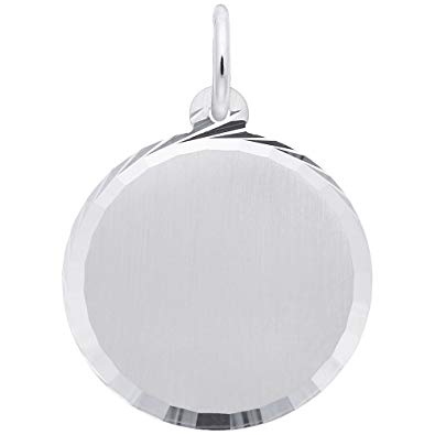 Rembrandt Sterling Silver Diamond Cut and Satin Finish Disc Charm.