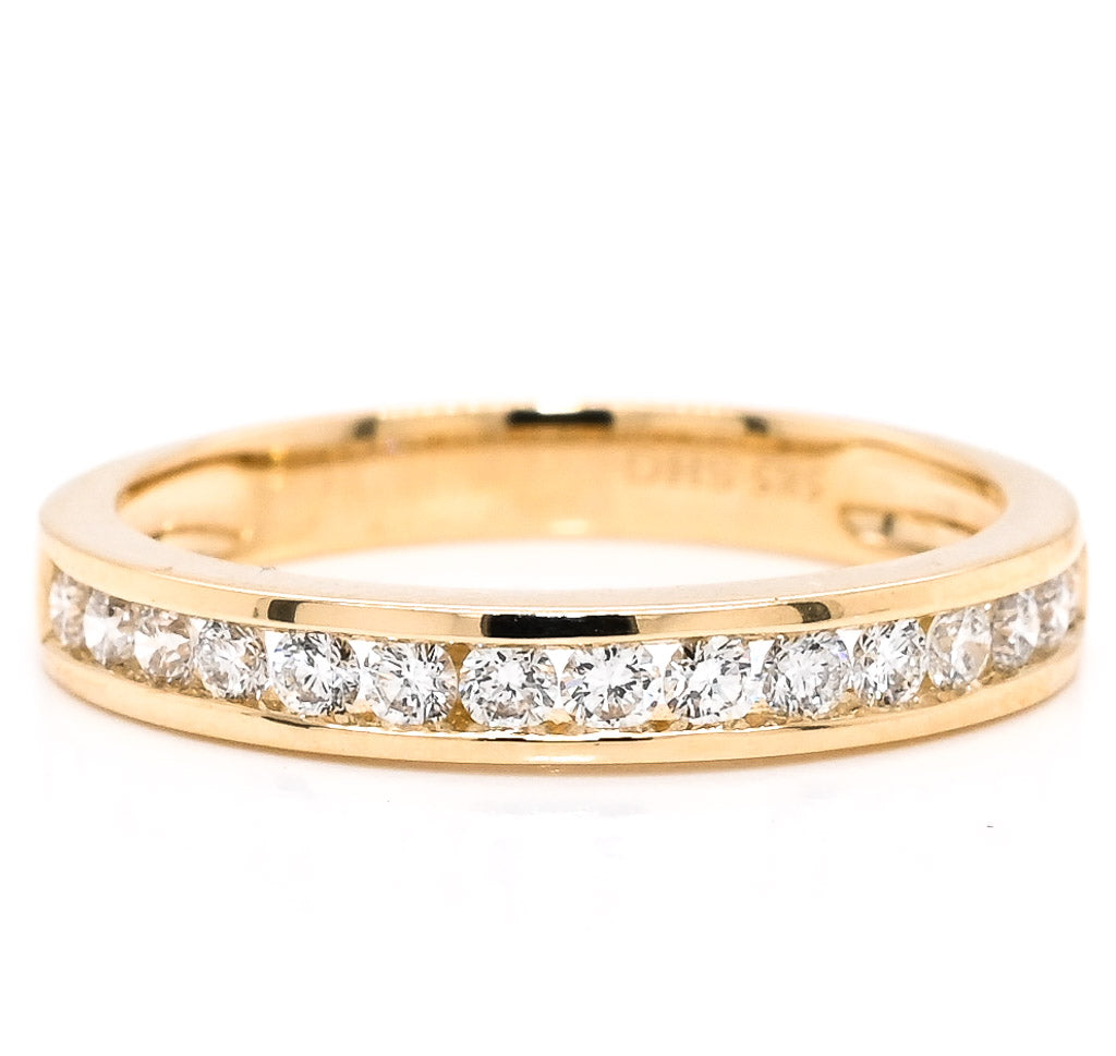 14KT Yellow Gold 0.35CTW Diamond Chanel Set Wedding Band.