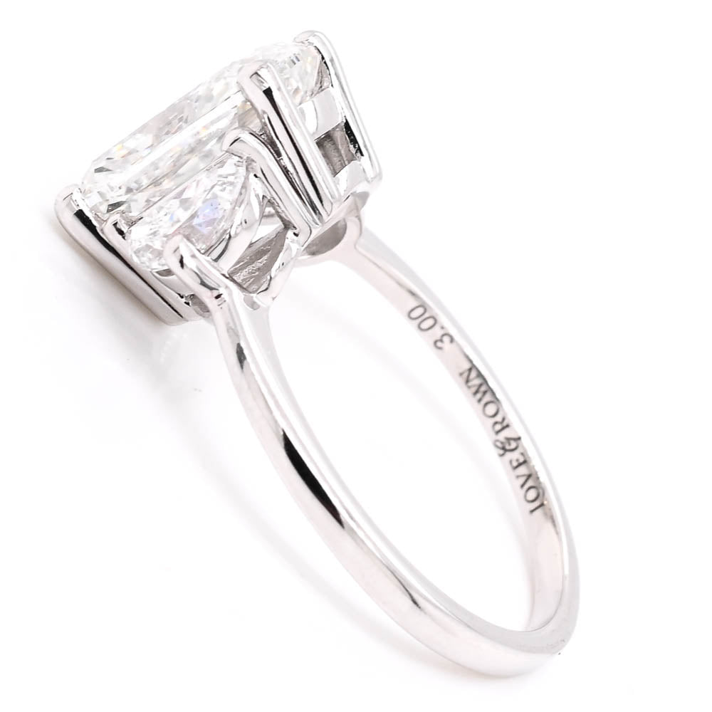 14KT White Gold 3.60VTW Cushion Shape Lab Created 3 Stone Diamond Engagement  Ring.