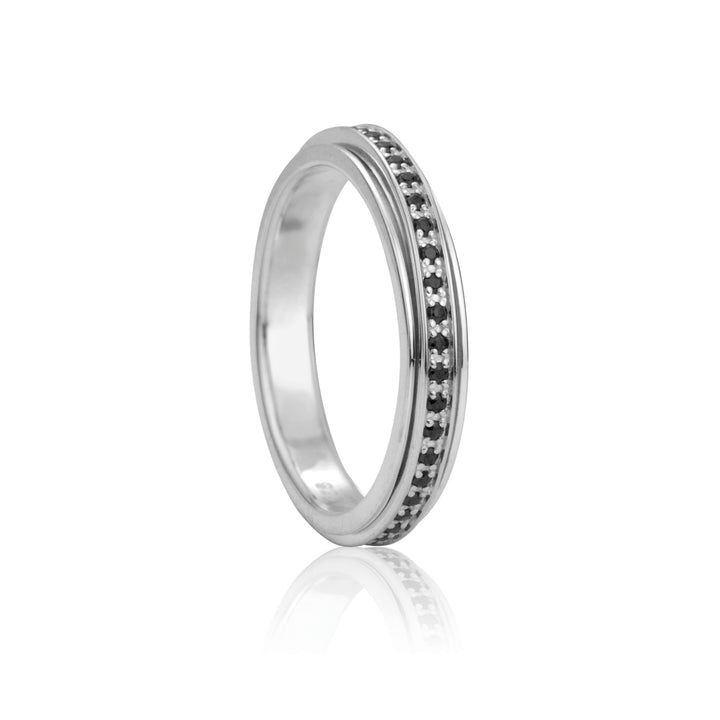 Meditation Ring Eclipse With Black C.Z. Size-6.