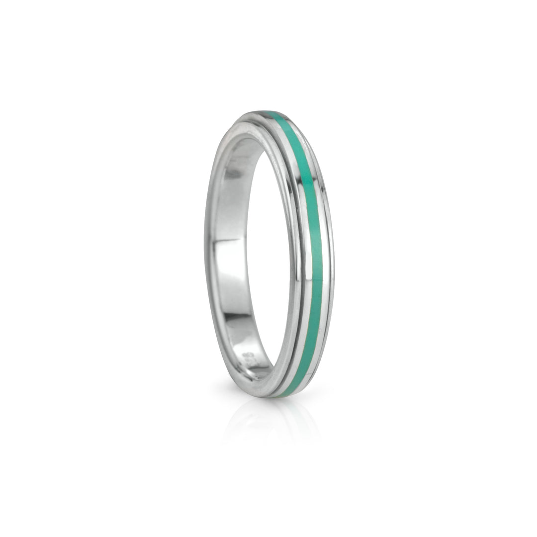 Ocean Meditation Ring. Sterling Silver and Enamel. Size 6.