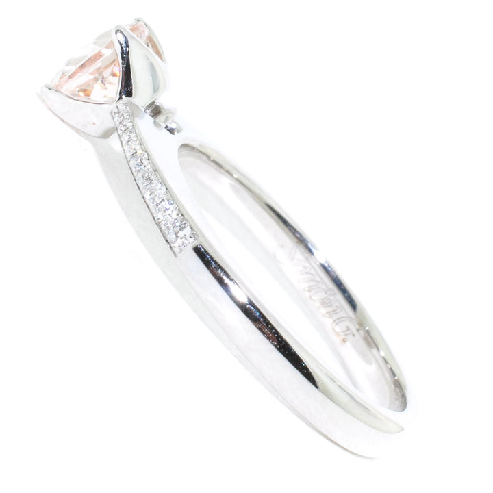18KT White Gold 1.00CT Morganite and Diamond Ring.