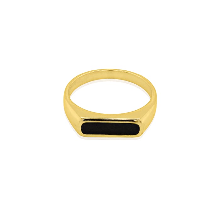 Sterling Silver Black Onyx Slim Signet Ring.