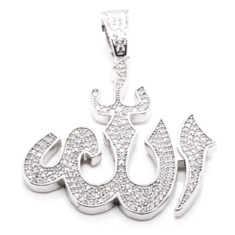 Sterling Silver Pave Set C.Z Allah Charm