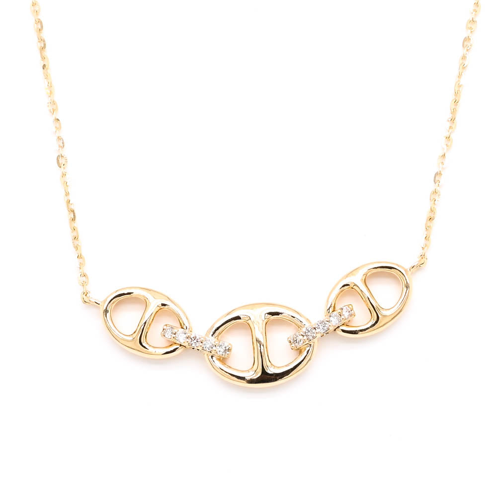 14KT Yellow Gold 18" 0.05CTW Diamond Necklace.