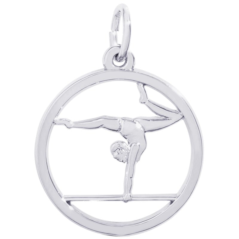 Rembrandt Sterling Silver Gymnast in Circle Charm.