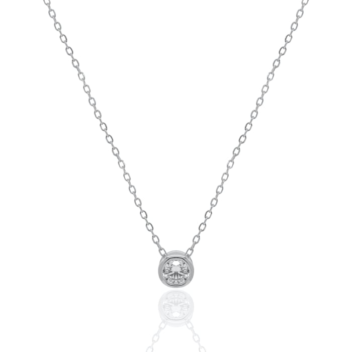 Sterling Silver 18" 0.37CT Round Brilliant LAB Created Diamond Bezel Set Necklace.