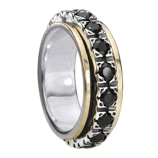 Boundless Meditation Ring. Sterling Silver, 10KT Yellow Gold, and C.Z. Size 9.