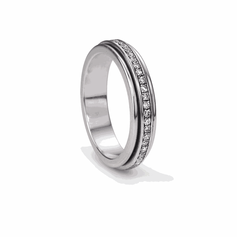 Lunar Meditation Ring. Sterling Silver and C.Z. Size 8.