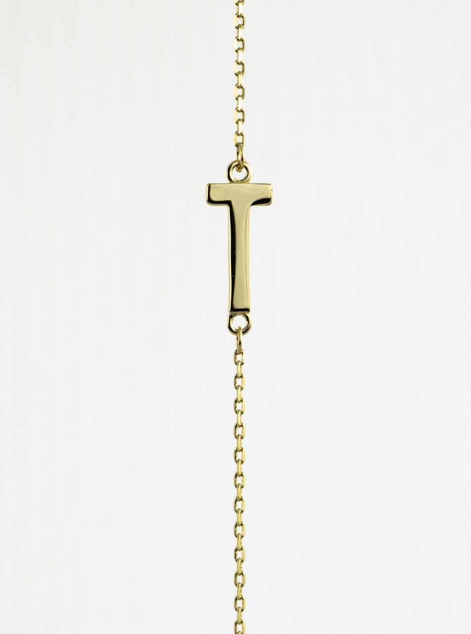 10KT Yellow Gold 18" Bella Me Letter "T" Necklace.