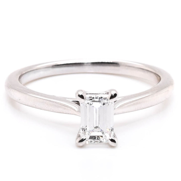 14KT White Gold 0.40CT Emerald shape LAB GROWN Diamond Solitaire Engagement Ring.
