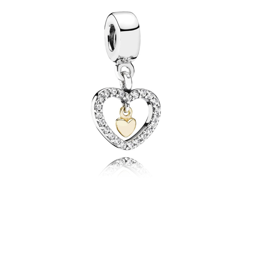 Sparkling Double Heart Dangle Charm