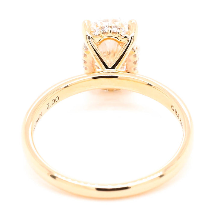10KT Yellow  2.08CTW Oval Shape Lab Grown Diamond Hidden Halo Set Enagement Ring.