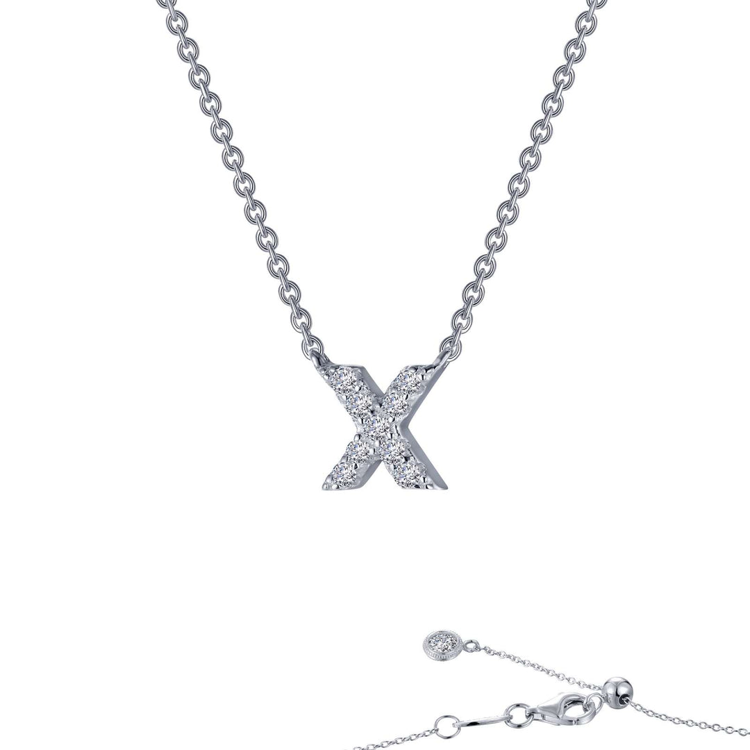 LAfonn Sterling silver C.Z Letter X Initial Necklace.