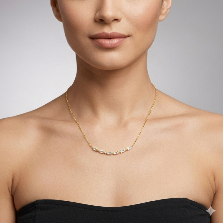 Graziella Sterling Silver Gold Vermeil Cubic Zirconia Morse Code MAMA Necklace