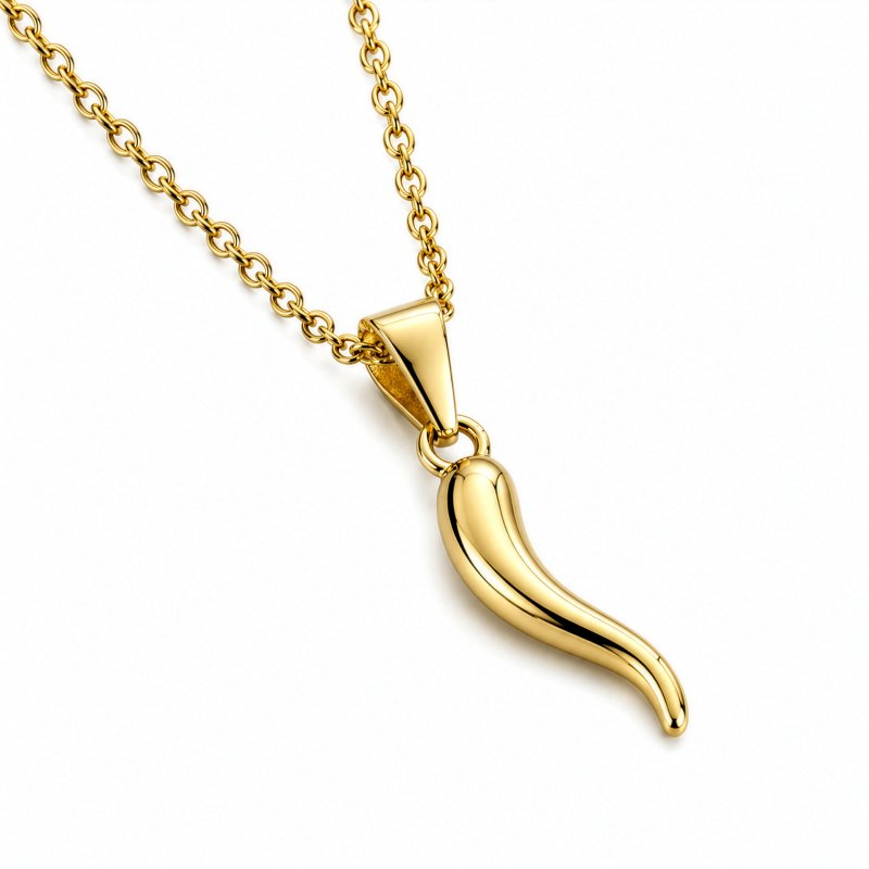 Graziella Sterling Silver Gold Vermeil Chilli Horn Necklace