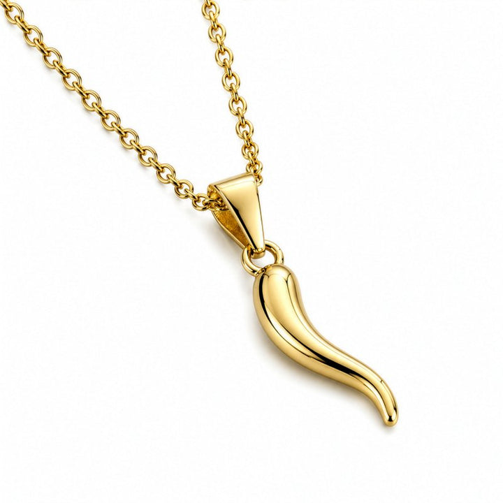 Graziella Sterling Silver Gold Vermeil Chilli Horn Necklace