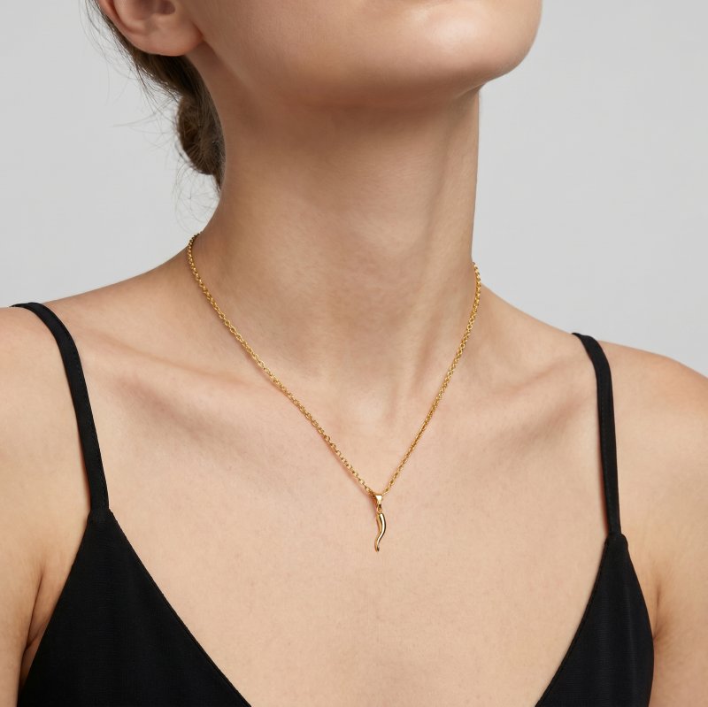 Graziella Sterling Silver Gold Vermeil Chilli Horn Necklace