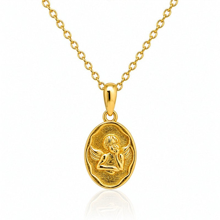 Graziella Sterling Silver Gold Vermeil Guardian Angel Charm Necklace