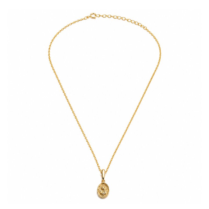 Graziella Sterling Silver Gold Vermeil Guardian Angel Charm Necklace