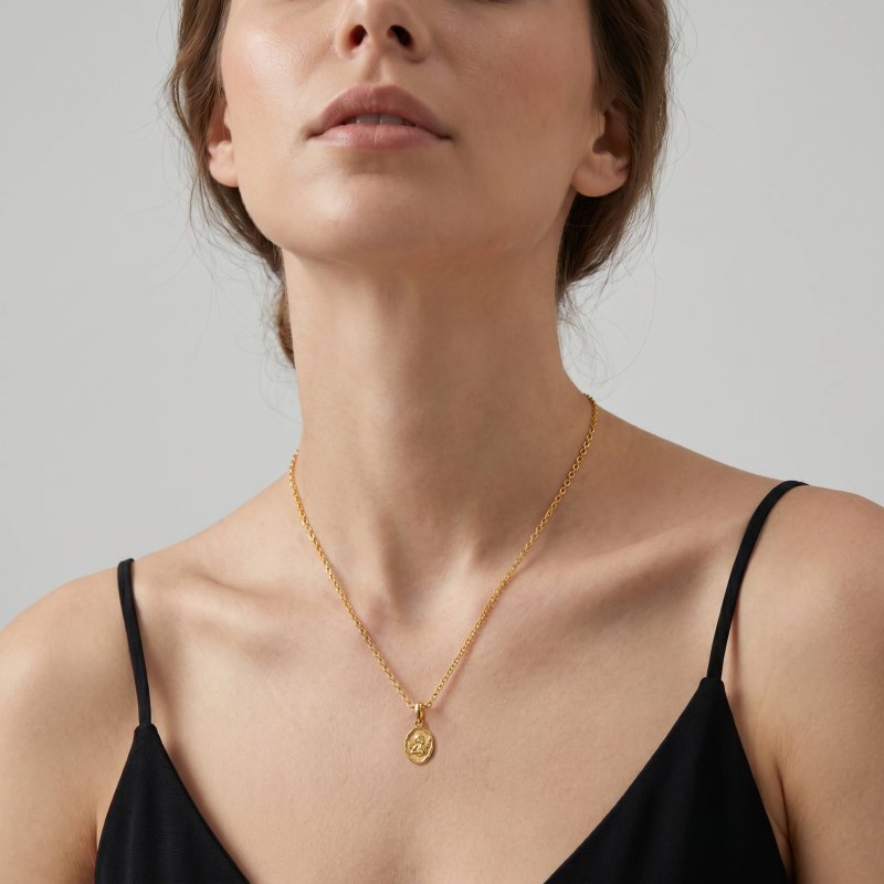 Graziella Sterling Silver Gold Vermeil Guardian Angel Charm Necklace