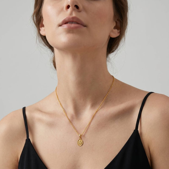 Graziella Sterling Silver Gold Vermeil Guardian Angel Charm Necklace