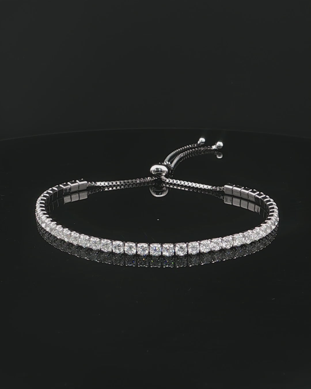 Black Friday 2025 Special Sterling Silver 3mm C.Z Adjustable Bolo bracelet.