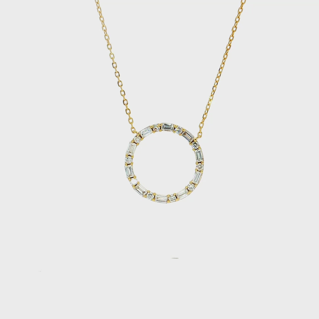 Graziella Sterling Silver Gold Vermeil 18" 0.54CTW Modern Grown Diamond Circle Of Life Necklace.