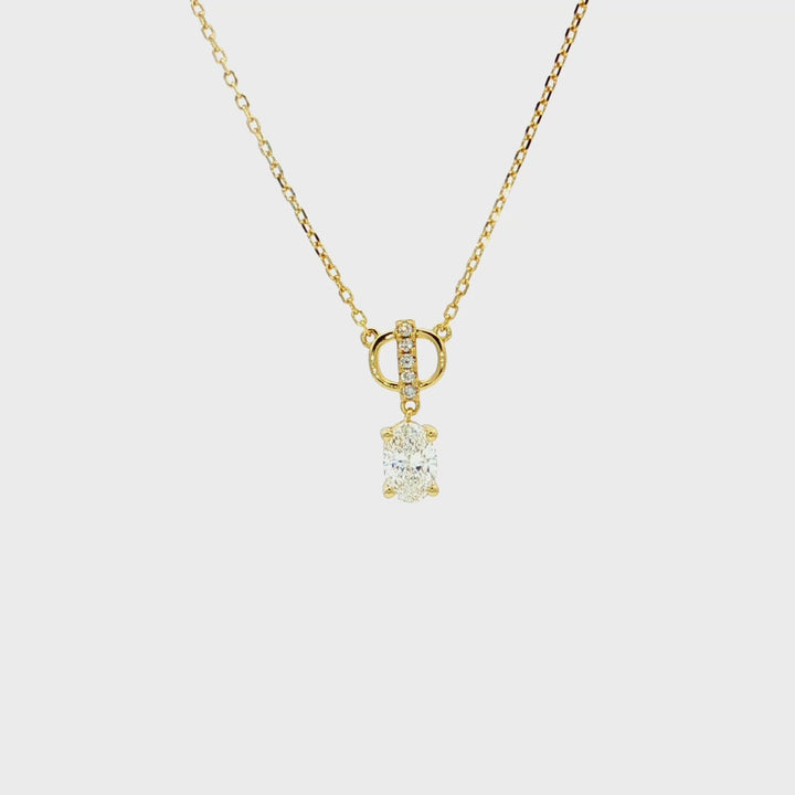 Graziella Sterling Silver Gold Vermeil 18" 0.41CTW Oval Shape Modern Grown Diamond Necklace.