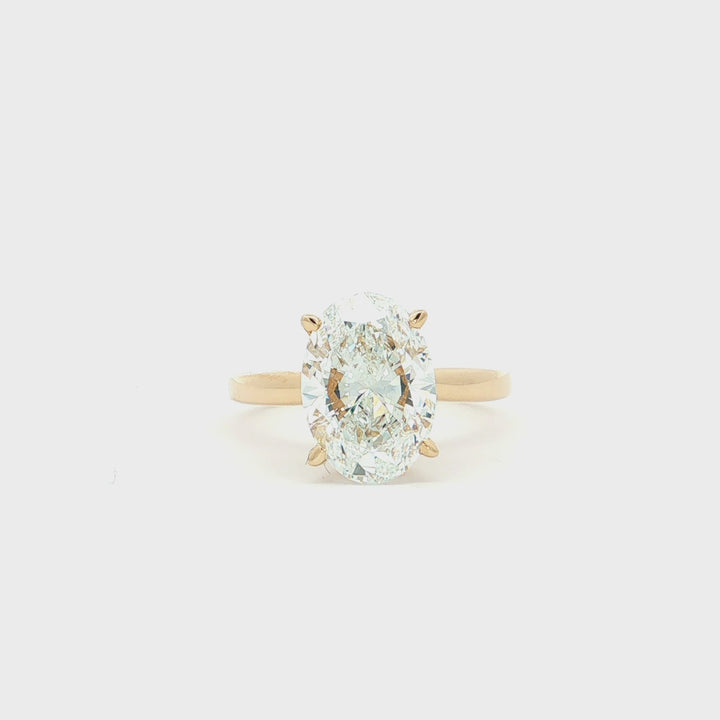 Graziella 14KT Yellow Gold 3.14CTW Oval Shape Modern Grown Diamond Engagement Ring.