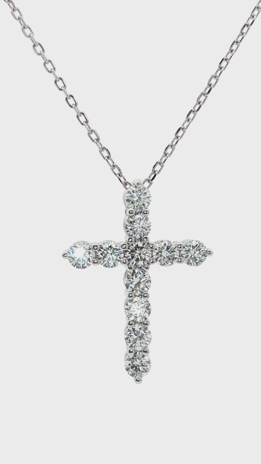 Black Friday 2025 Special Sterling Silver 18" 1.00CTW LAB Created Diamond Cross Necklace.