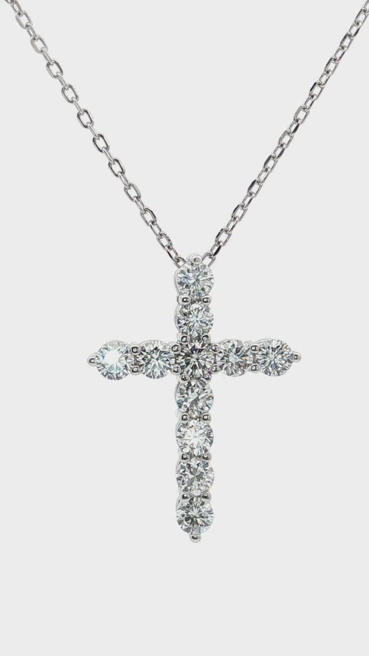 Black Friday 2025 Special Sterling Silver 18" 1.00CTW LAB Created Diamond Cross Necklace.