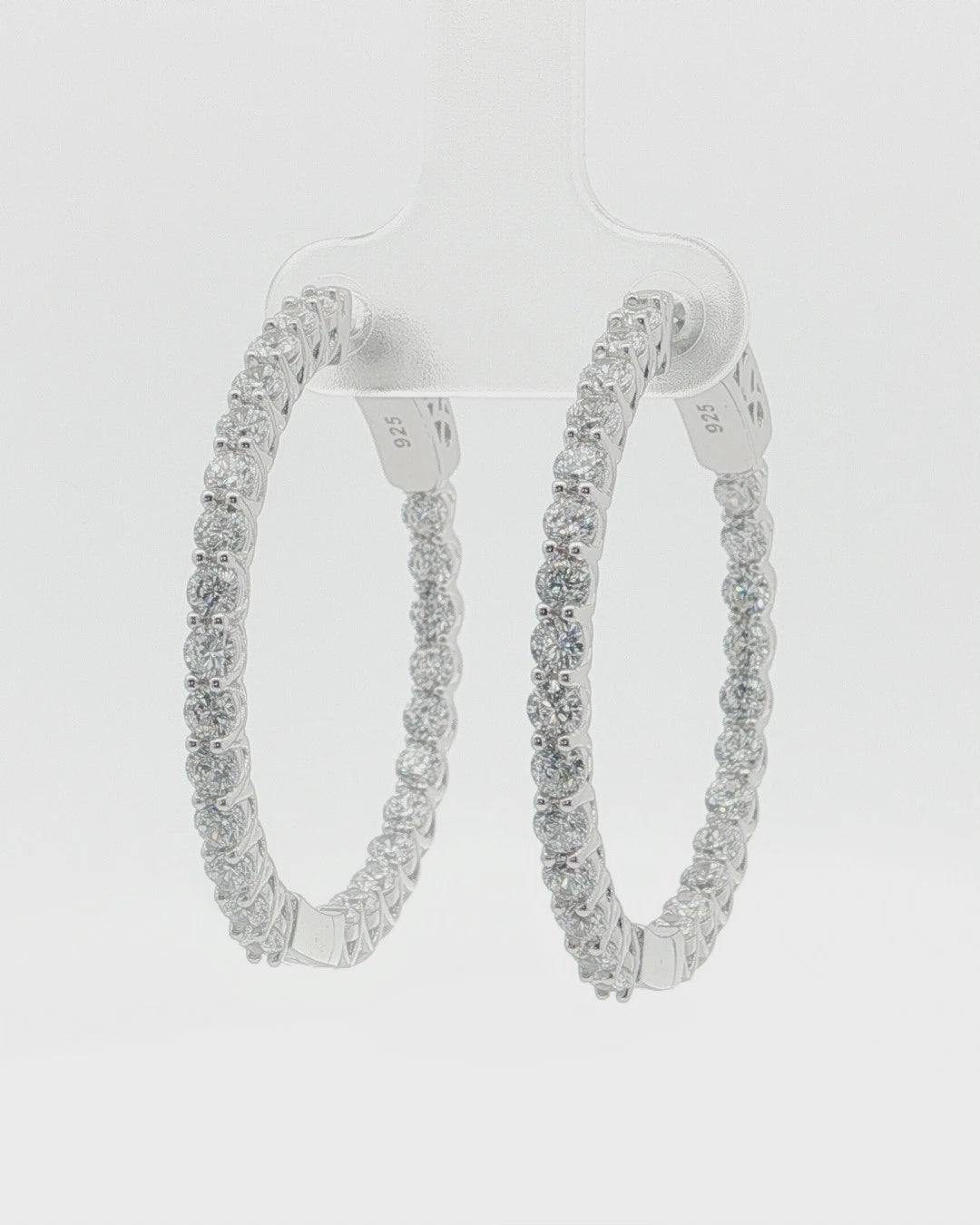 Black Friday 2025 Special Sterling Silver 35mm Cubic Zirconia Hoop Earrings.