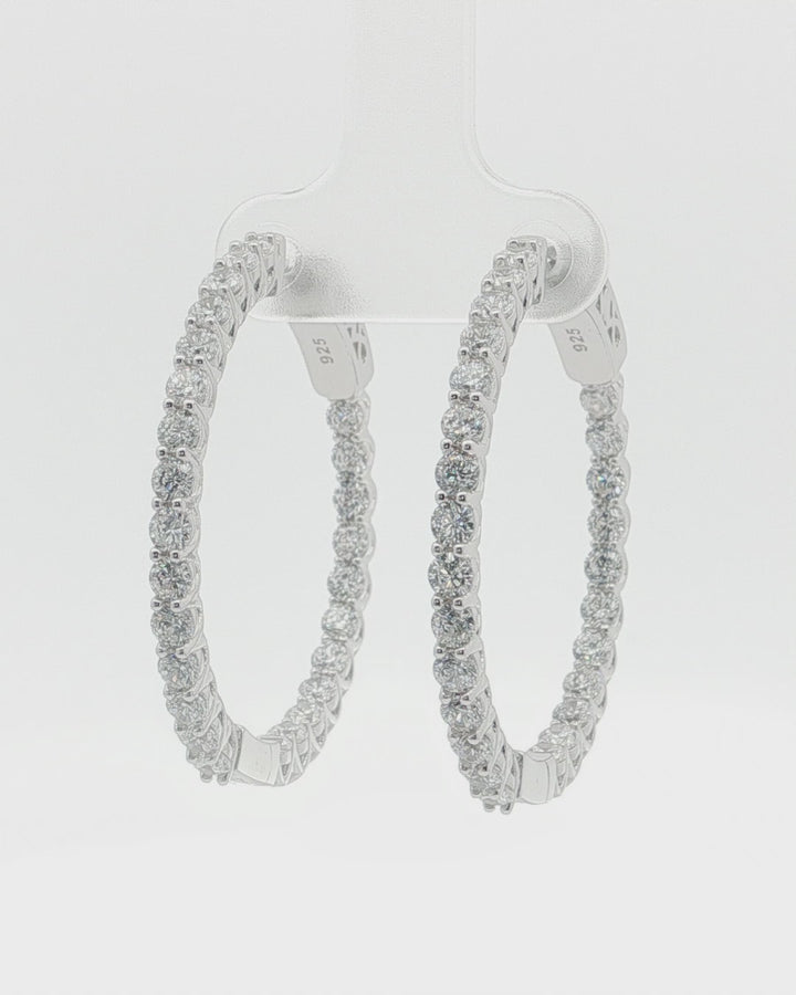 Black Friday 2025 Special Sterling Silver 35mm Cubic Zirconia Hoop Earrings.