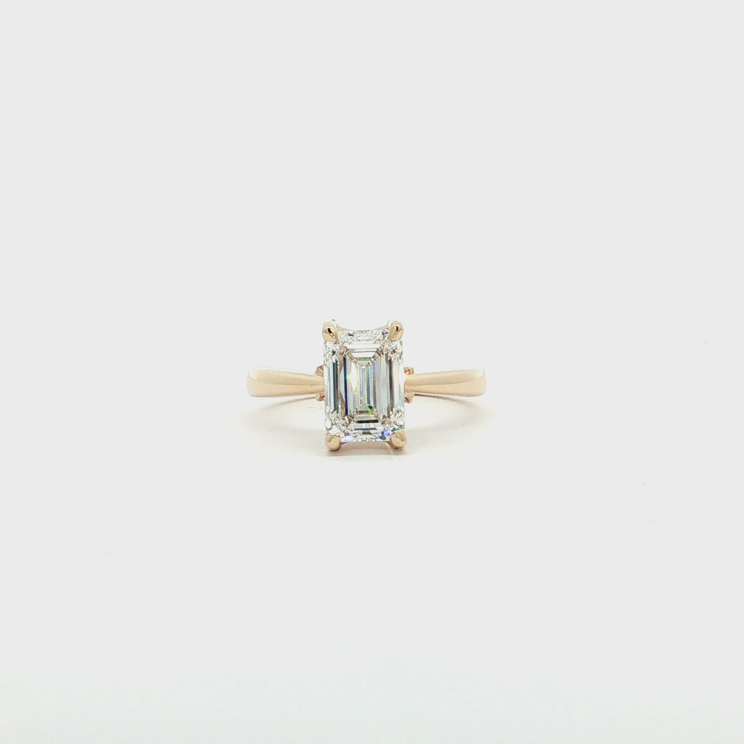 Graziella 14KT Yellow Gold 2.10CTW Emerald Shape Modern Grown Diamond Engagement Ring.